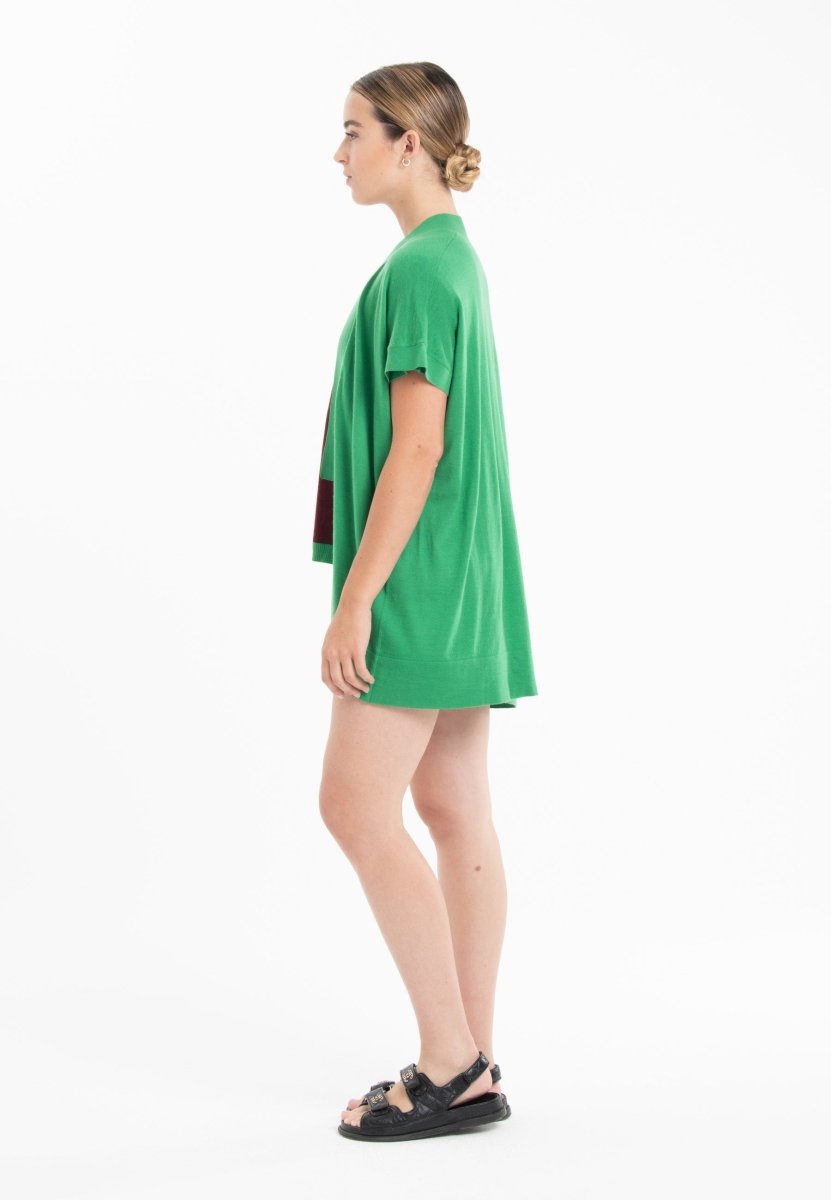 Gilet à manches courtes ultrafin cachemire et laine vert femme - KELLY 5