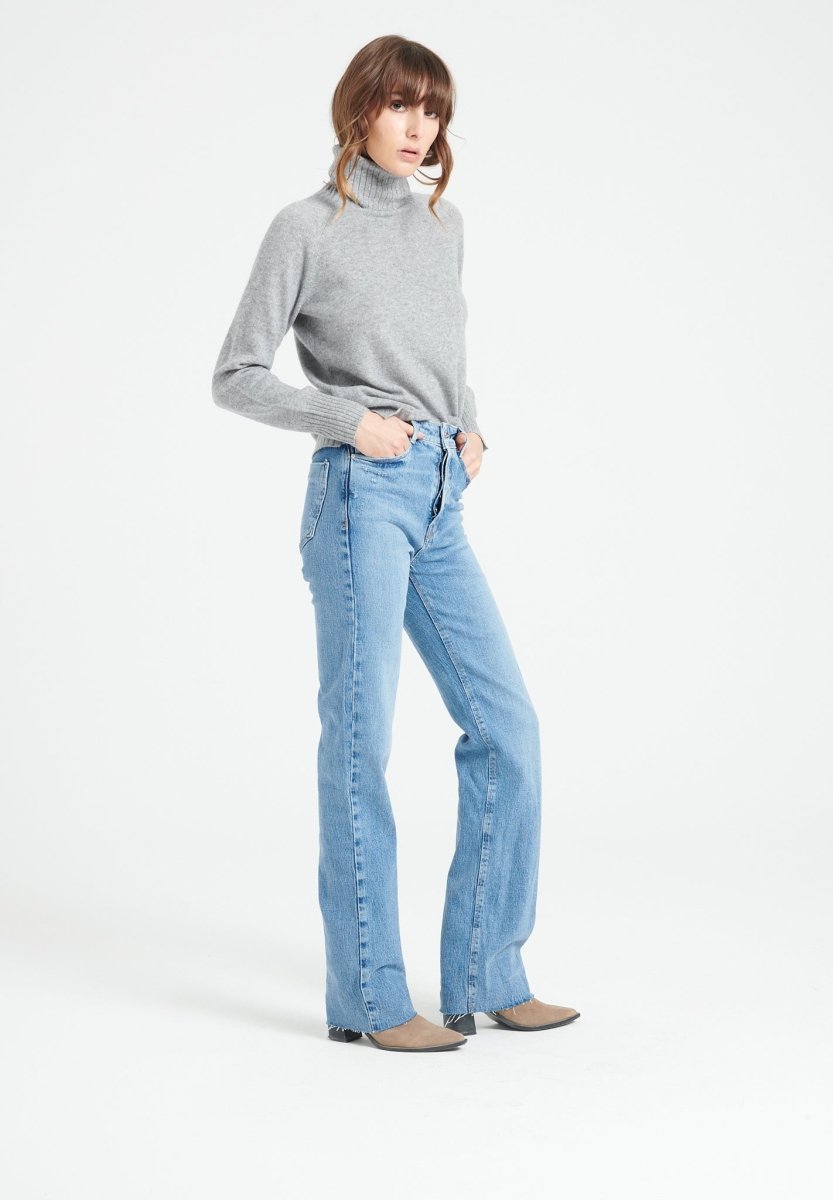 Pull col roulé cachemire gris clair femme - LILLY 22
