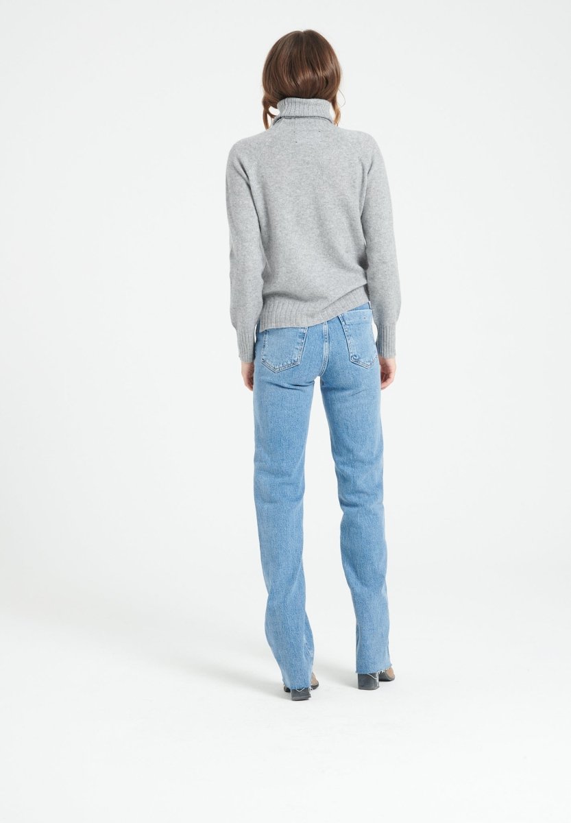 Pull col roulé cachemire gris clair femme - LILLY 22