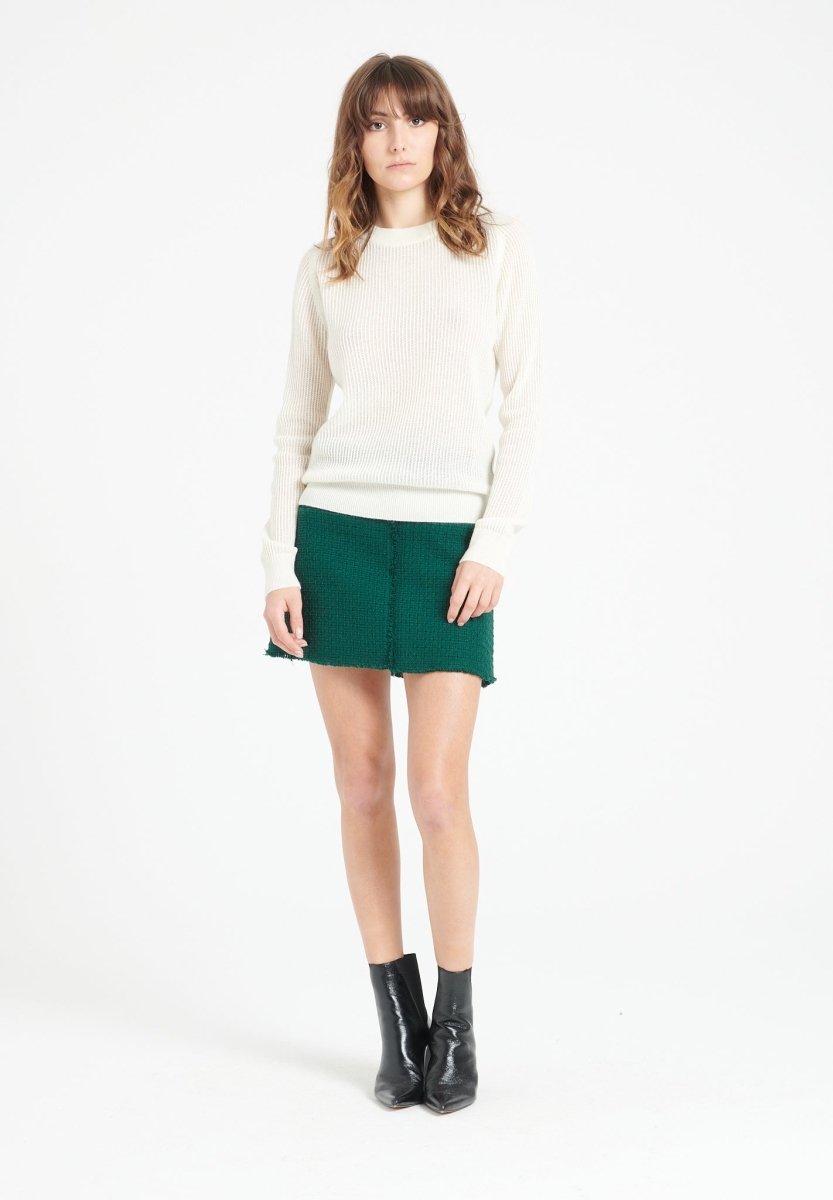 Pull col rond cachemire écru femme - LILLY 23