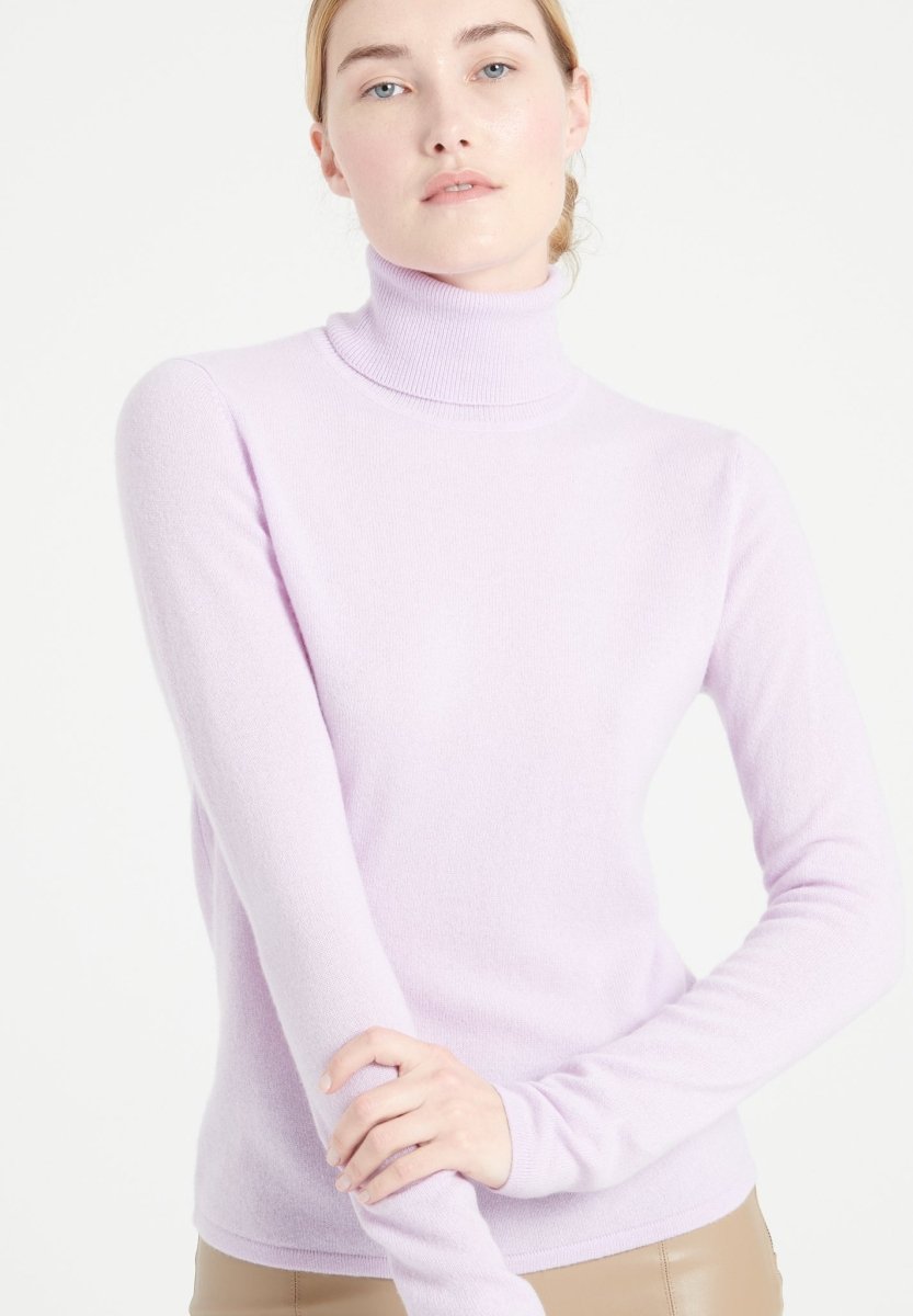 Pull col roulé cachemire lilas femme - LILLY 3