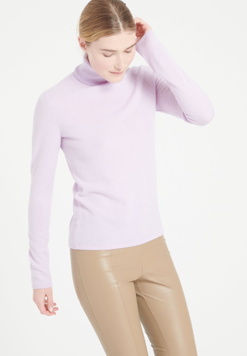 Pull col roulé cachemire lilas femme - LILLY 3