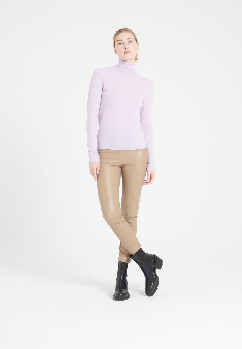Pull col roulé cachemire lilas femme - LILLY 3