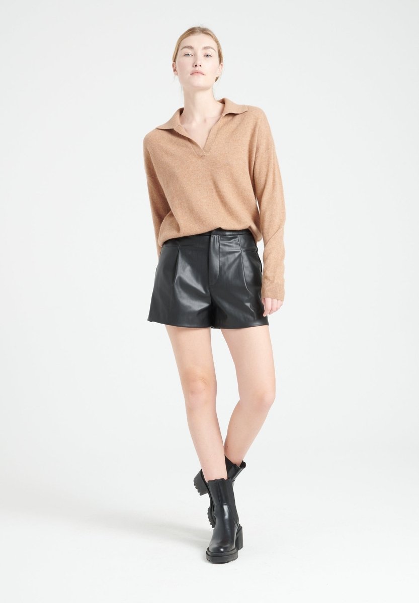 Polo manches longues cachemire camel femme - MIA 3
