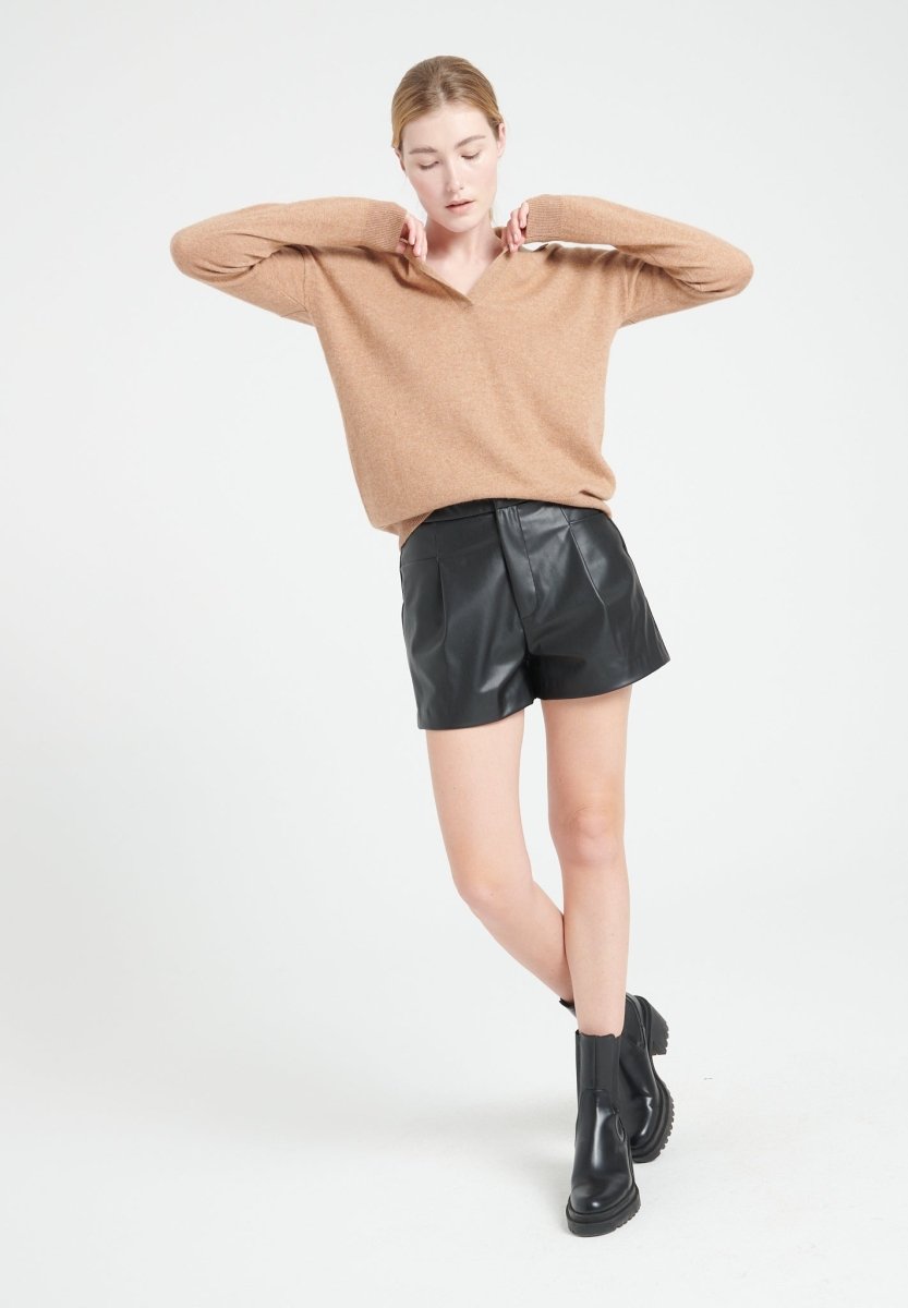 Polo manches longues cachemire camel femme - MIA 3